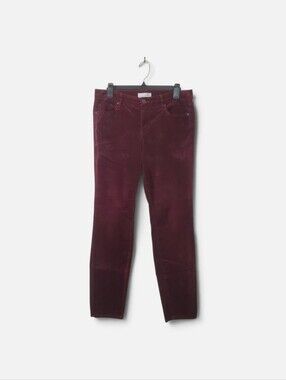 LOFT Corduroy Pants Women 8 Burgundy Maroon Wine Modern Skinny
